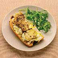 Olive pavé with artichoke hearts and goat's cheese