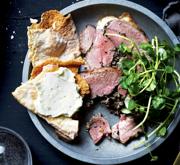 Olive-stuffed leg of lamb
