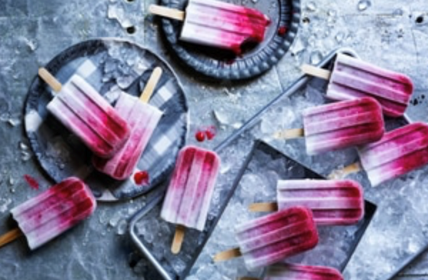 Ombre coco-berry ice pops