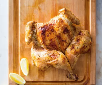 One-hour broiled chicken and pan sauce