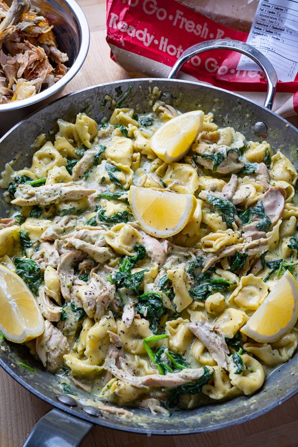 One pan 20 minute chicken Alfredo tortellini