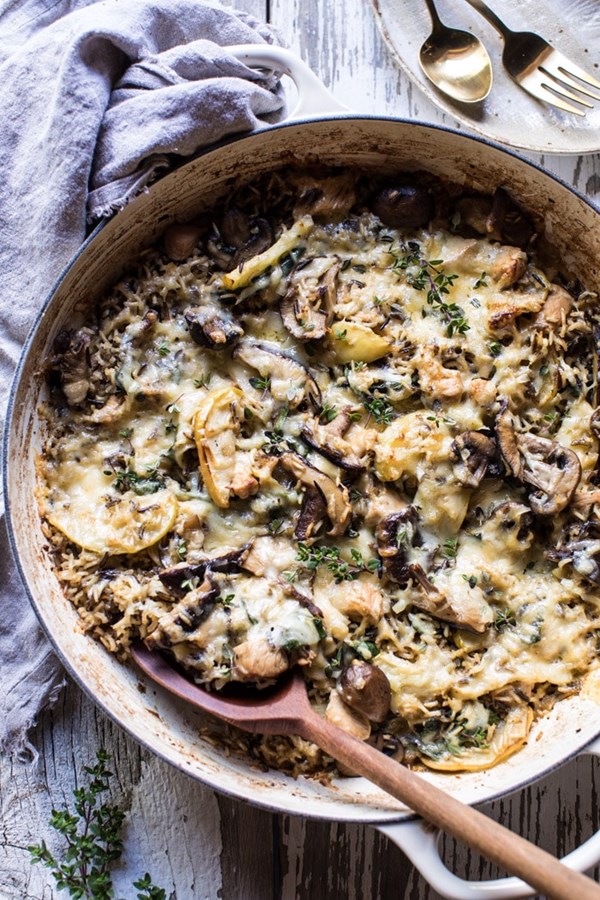 One pan autumn chicken and wild rice casserole