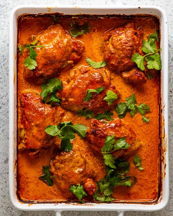 One-pan baked butter chicken