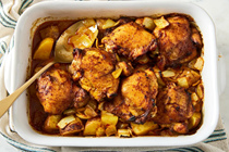 One-pan chicken & potatoes with harissa