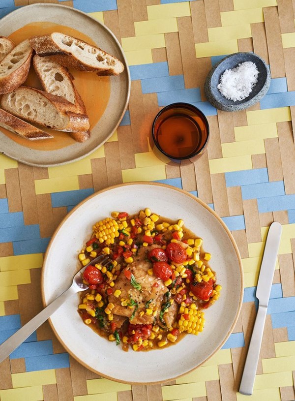One-pan chicken and corn