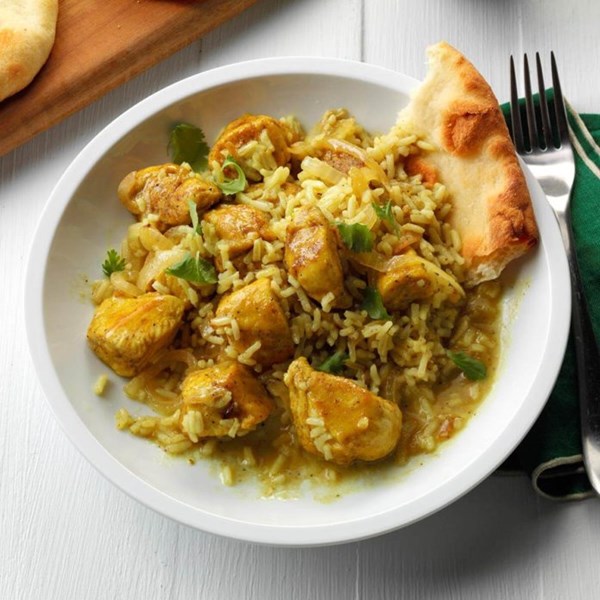 One-pan chicken rice curry 