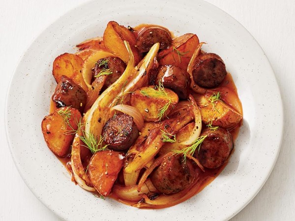 One-pan chicken sausage and potatoes