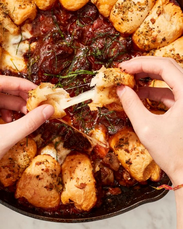 One-pan Italian beef with garlic butter bread bombs 
