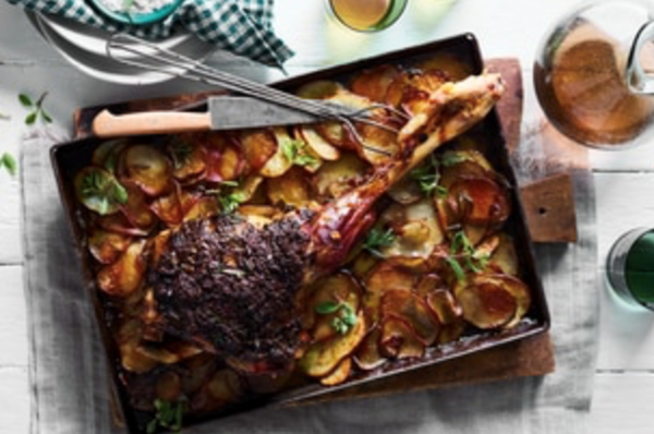 One-pan lamb roast with anchovy and herb butter