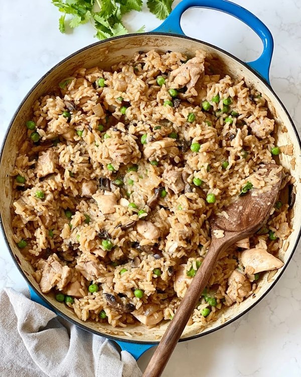 One-pan miso-ginger chicken and rice skillet