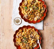 One-pan mushroom stroganoff with tagliatelle