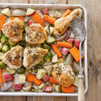 One-pan roast chicken with root vegetables