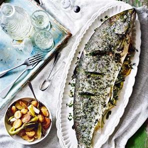 One-pan rosemary roast salmon & new potatoes