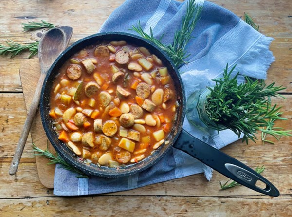 One pan sausage and butter bean stew