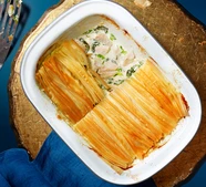 One-pan smoked haddock & spinach filo pie