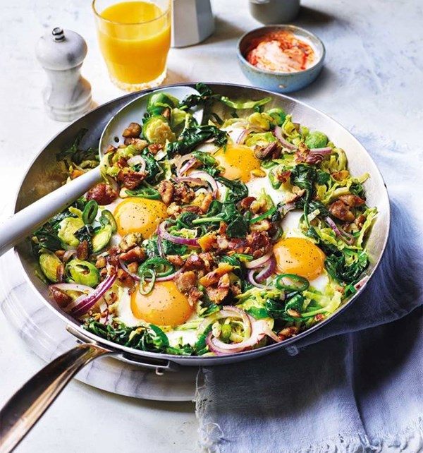 One-pan spiced sprouts brunch