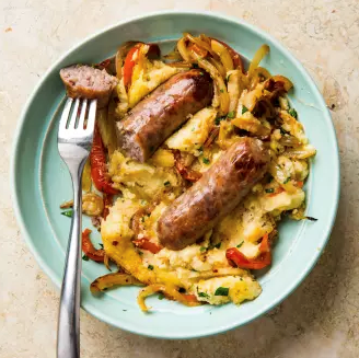 One-pan sweet Italian sausage with polenta