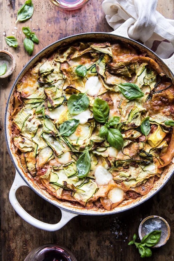 One pan zucchini and 3 cheese lasagna
