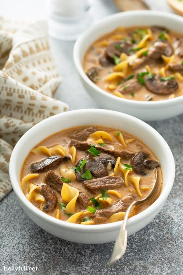 One-pot beef Stroganoff soup
