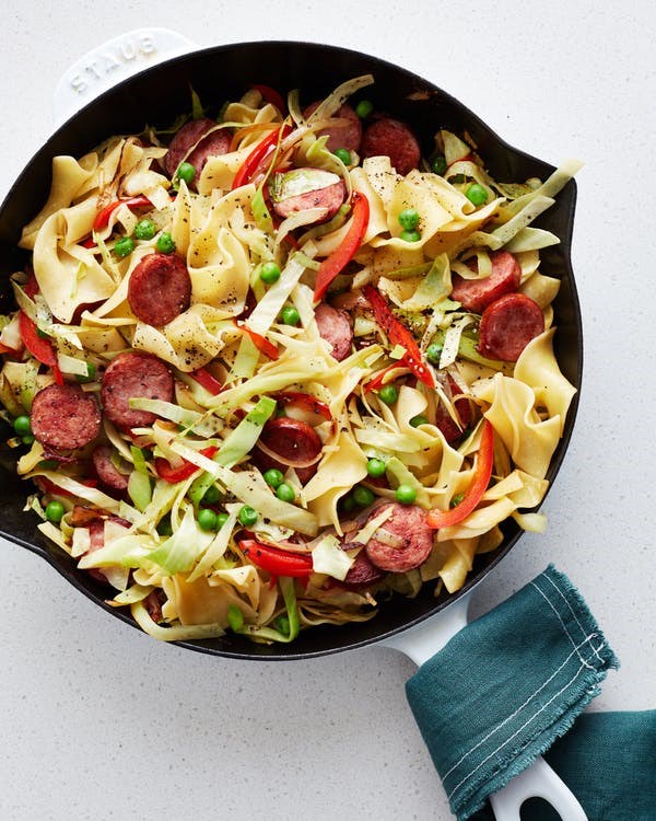 One-pot cabbage & sausage pasta recipe | Eat Your Books