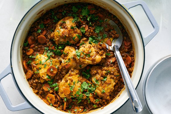 One-pot chicken and lentils