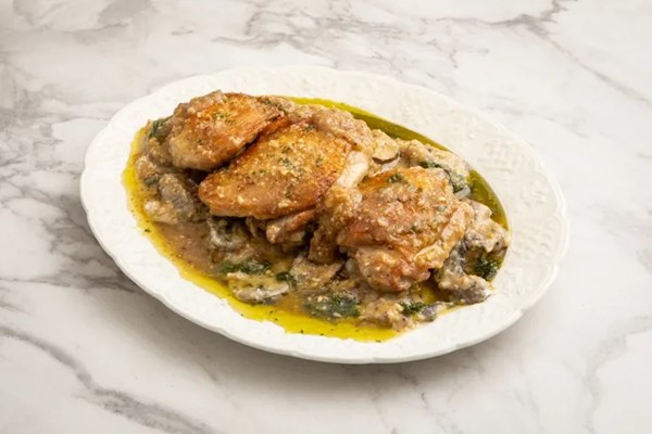 One-pot chicken and mushroom with truffle pesto