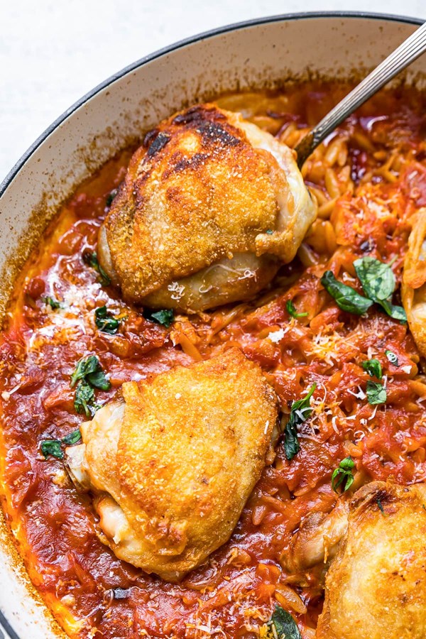 One-pot chicken and orzo