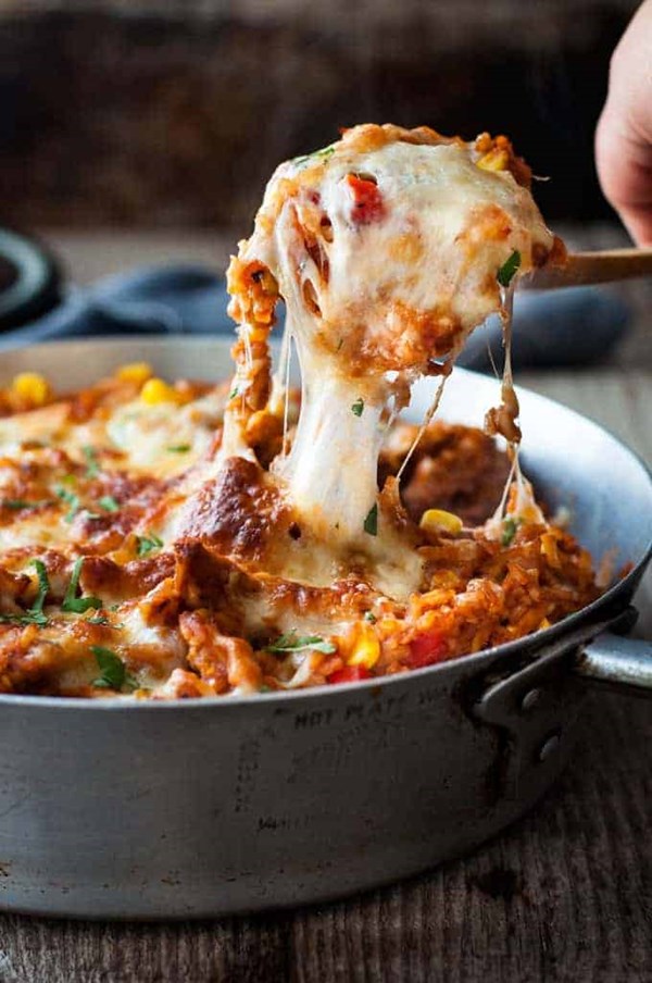 One pot chicken enchilada rice casserole