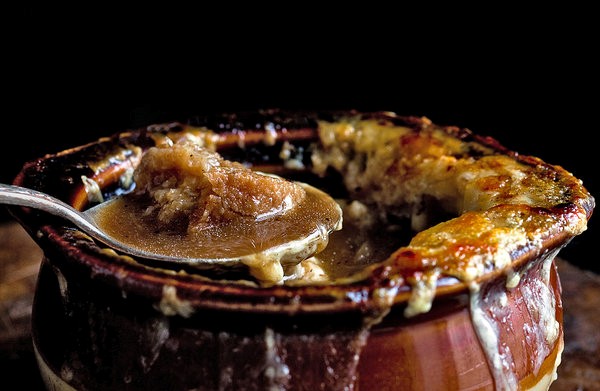 One-pot French onion soup with garlic-Gruyère croutons