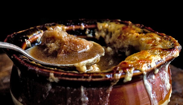One-pot French onion soup with garlic-Gruyère croutons