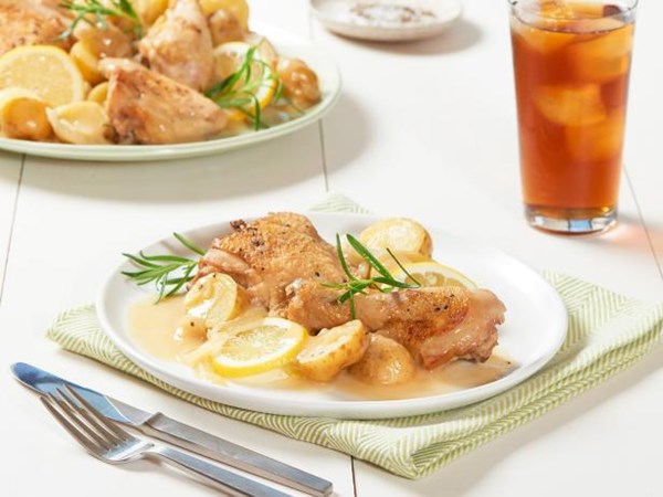 One-pot lemon-braised chicken with new potatoes
