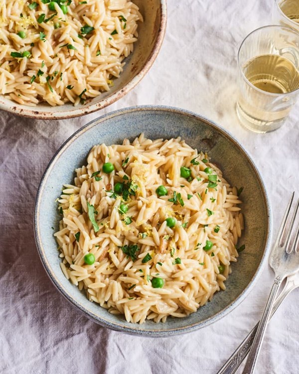 One-pot orzo with peas and Parmesan