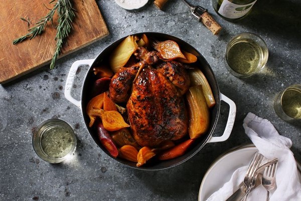 One-pot roast chicken a la Julia Child