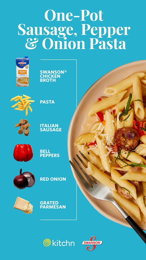 One-pot sausage, pepper, and onion pasta