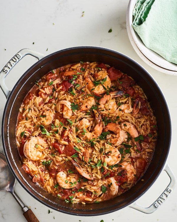 One-pot smoky Cajun shrimp orzo