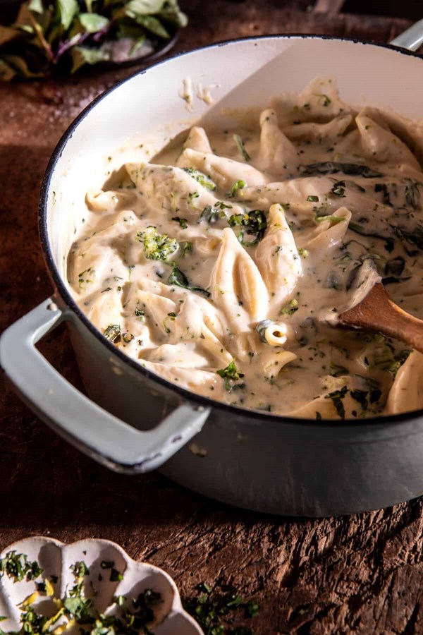 One pot spinach broccoli ricotta stuffed shells