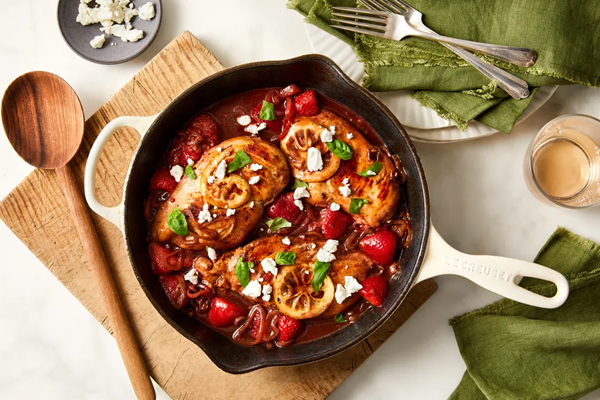 One-skillet chicken with strawberry-balsamic sauce