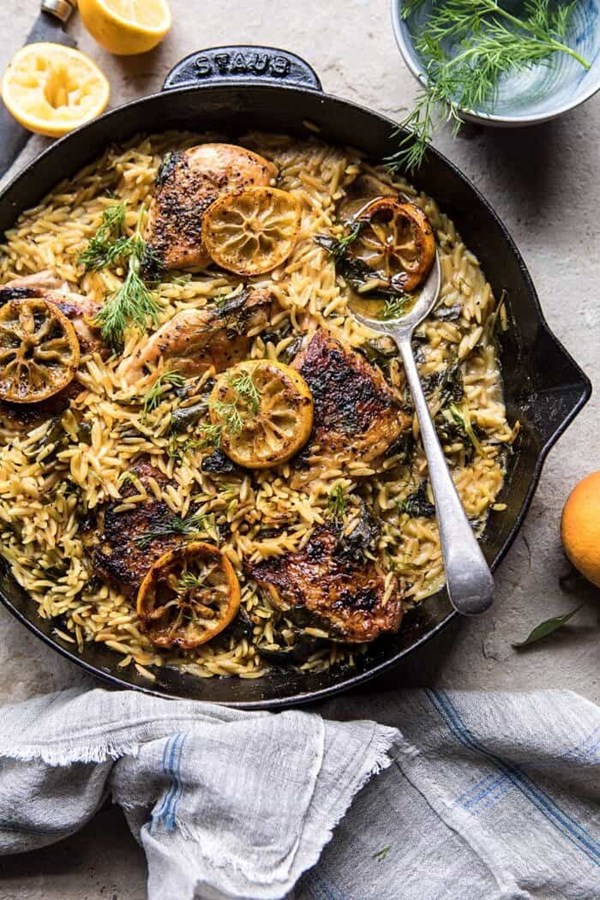 One skillet lemon butter chicken and orzo