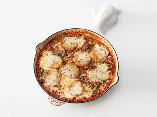 One-skillet sausage and polenta Parmesan