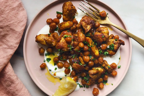 One-skillet smoky turmeric chicken with crispy chickpeas