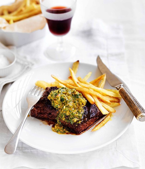 Onglet with Café de Paris butter and fries