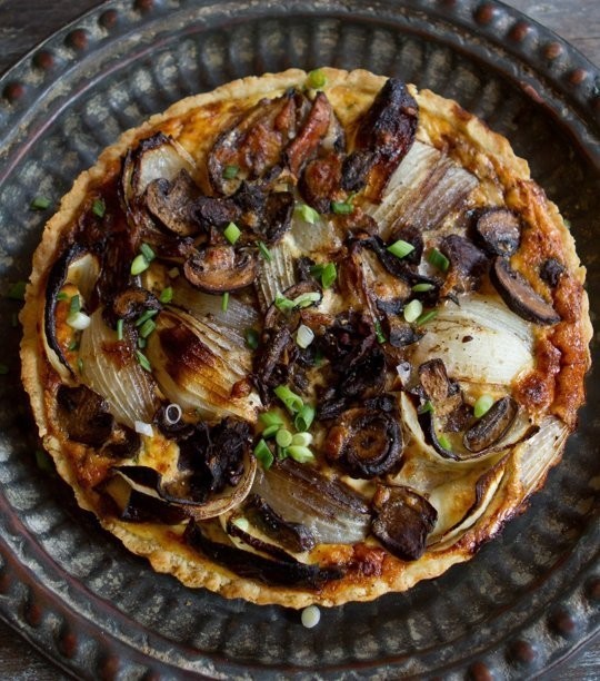Onion and mushroom tart