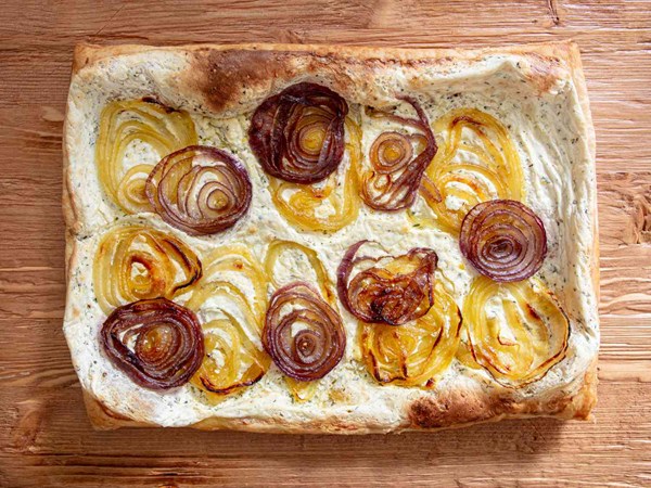 Onion and ricotta tart
