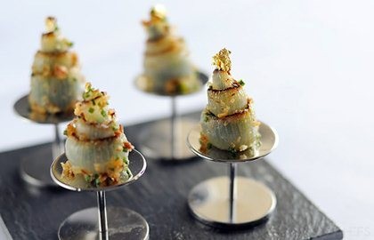 Onion and wild garlic with snails