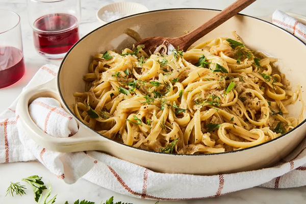 Onion-buttered noodles