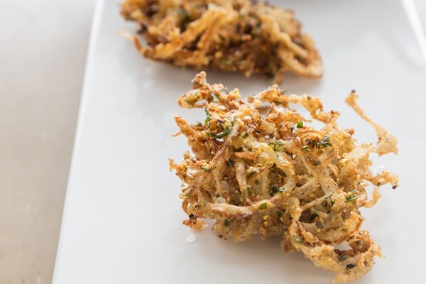 Onion fritters with Middle Eastern spice mix