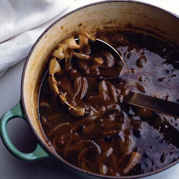 Onion soup, Madeira and Gruyère toasts