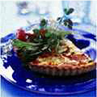 Onion, sour cream and bacon tart