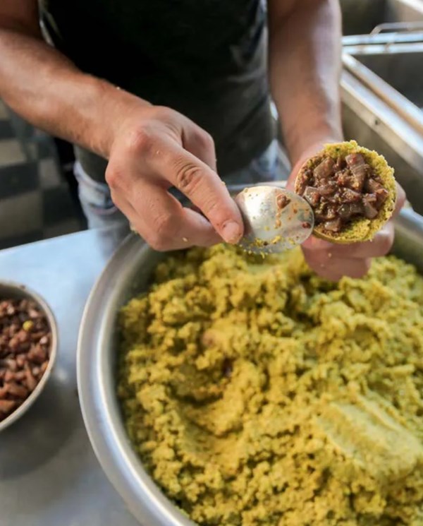 Onion-stuffed falafel