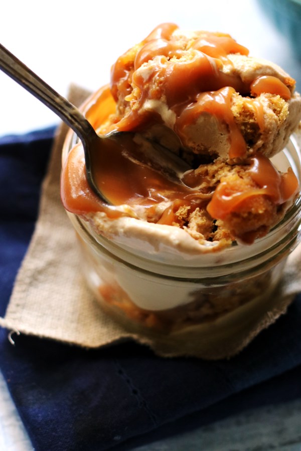 Ooey gooey honey butterscotch butter cake ice cream
